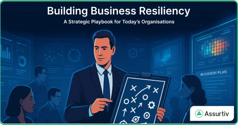 an associate showing business resilience data to his employees
