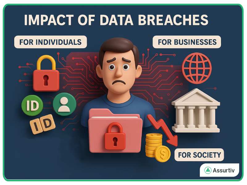 A person with worrying expression describing the impact of Data Breaches